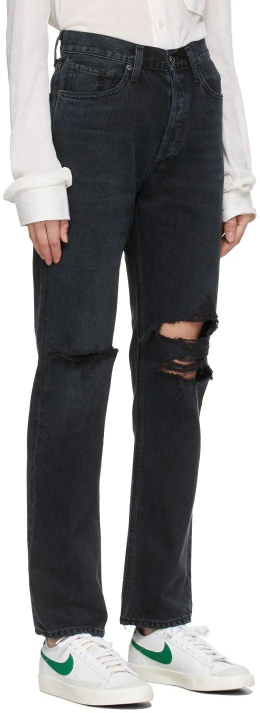 AGOLDE Black Lana Mid-Rise Vintage Straight Jeans