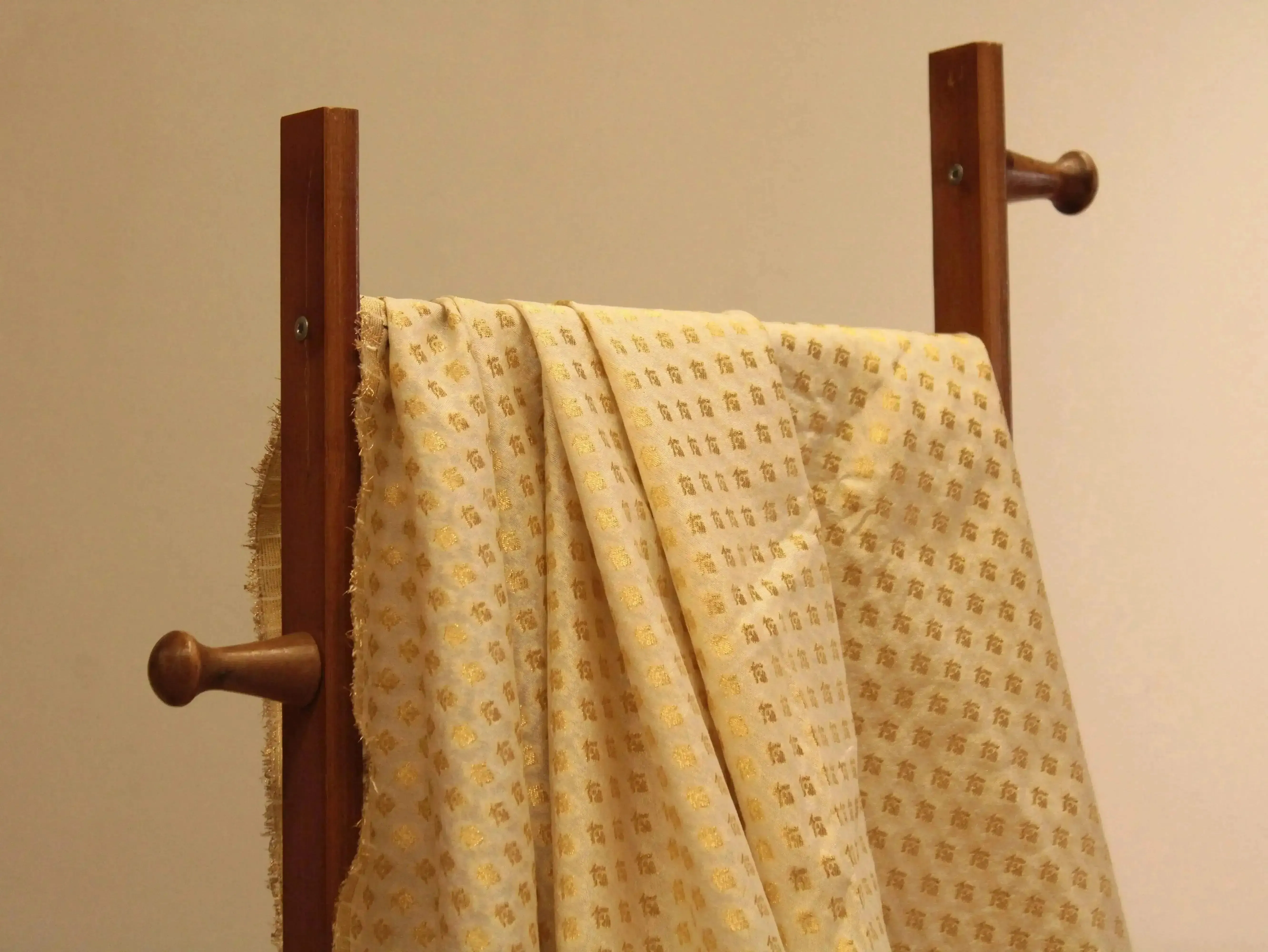 Banarasi Brocade Fabric - Cream dyeable