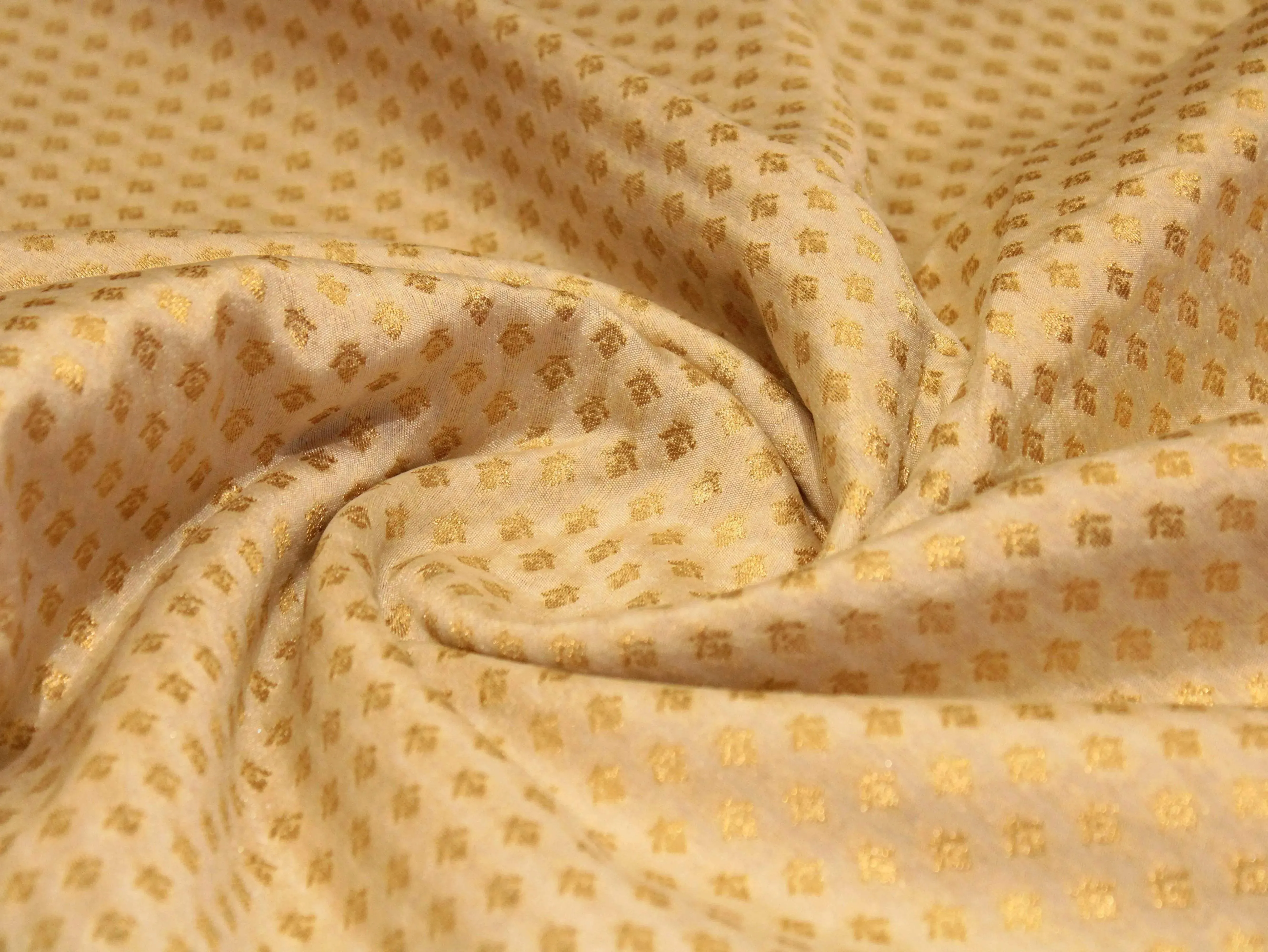 Banarasi Brocade Fabric - Cream dyeable