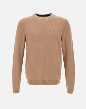 Beige Wool and Cashmere Crew Neck Sweater