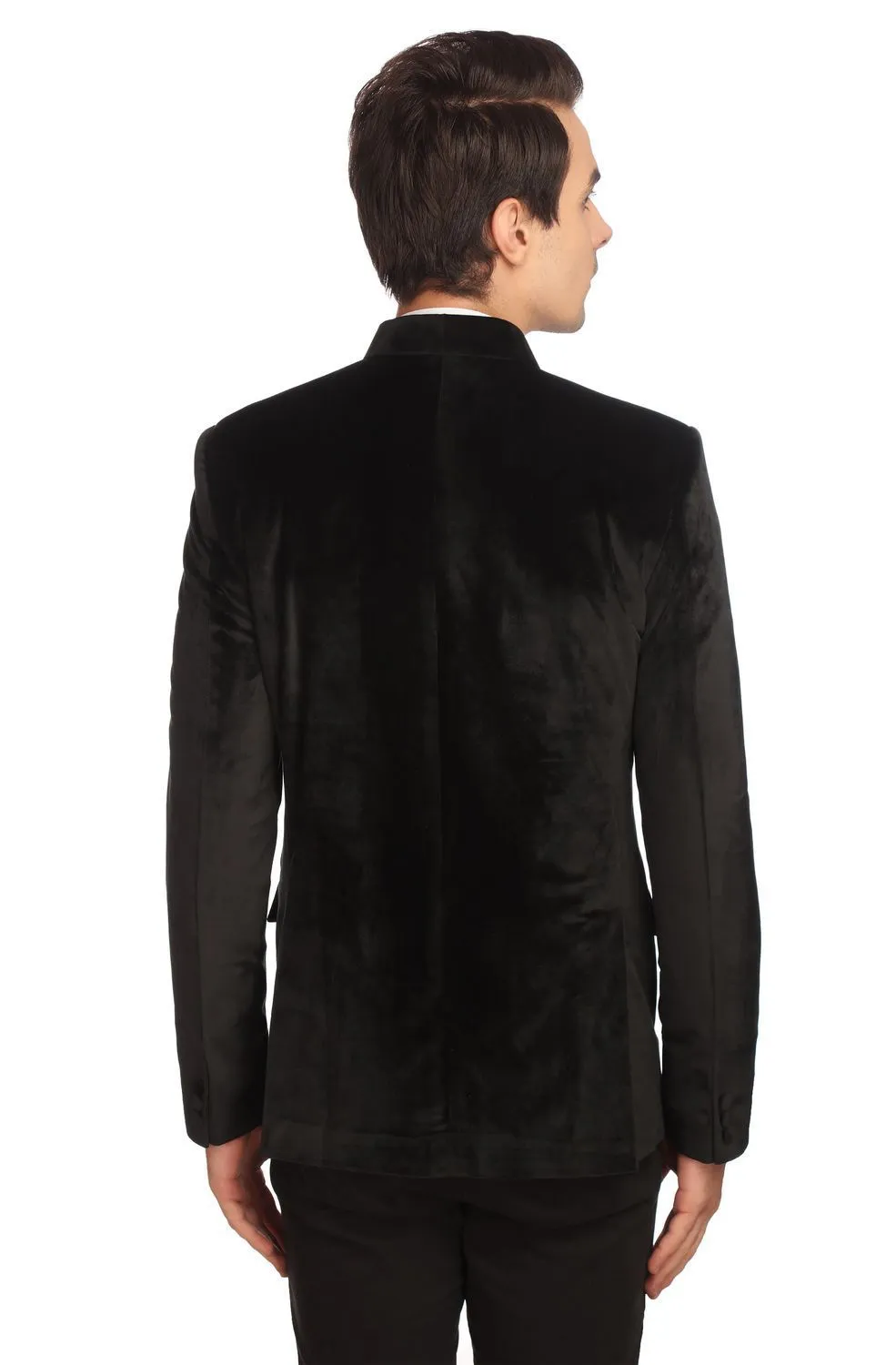Black Velvet Bandhgala with Gold Embroidery