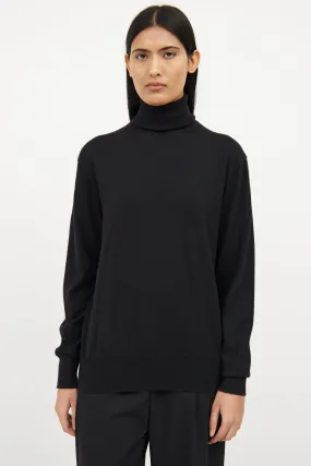 Black Wool Cashmere Long Sleeve Sweater