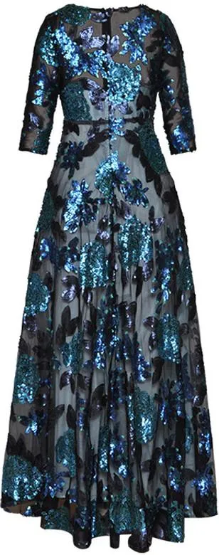 Blue Sequin-Embellished Gown