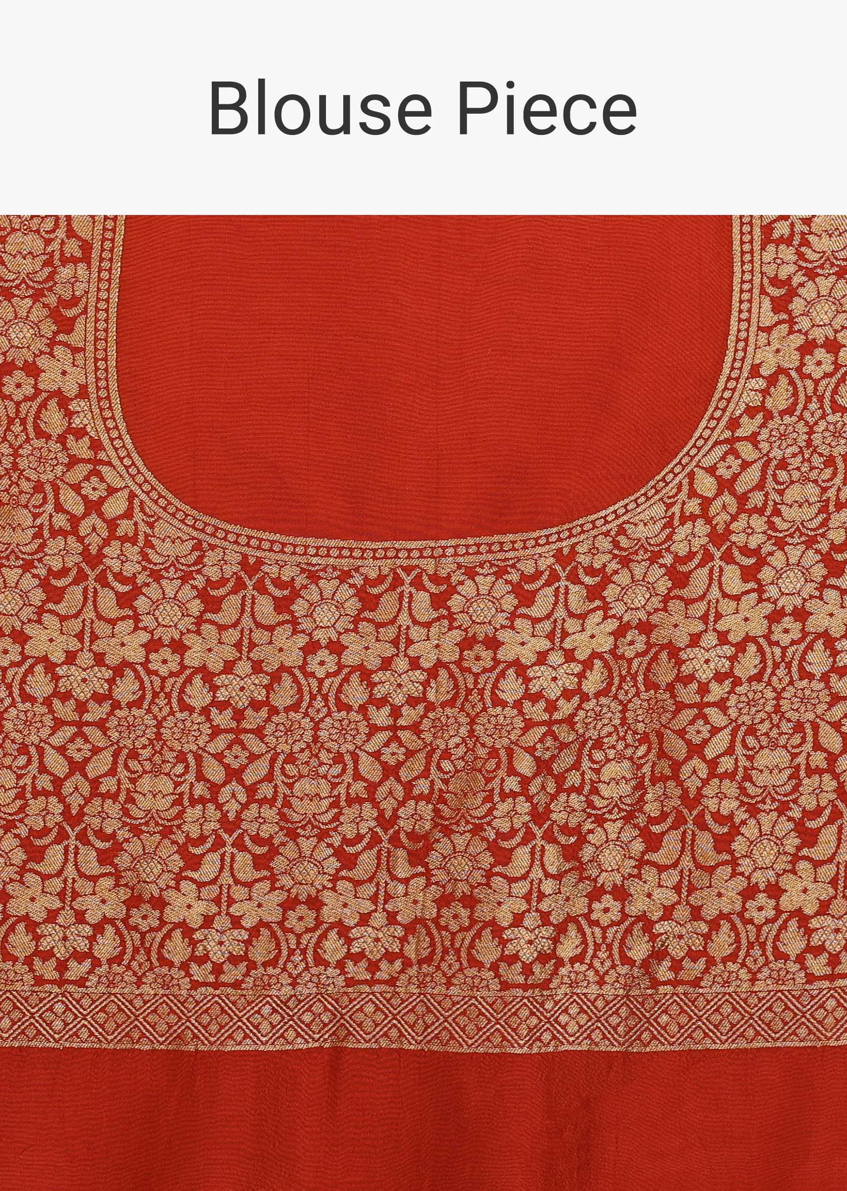 Chrome Saree In Dola Silk With Woven Patola Buttis And Red Unstitched Blouse