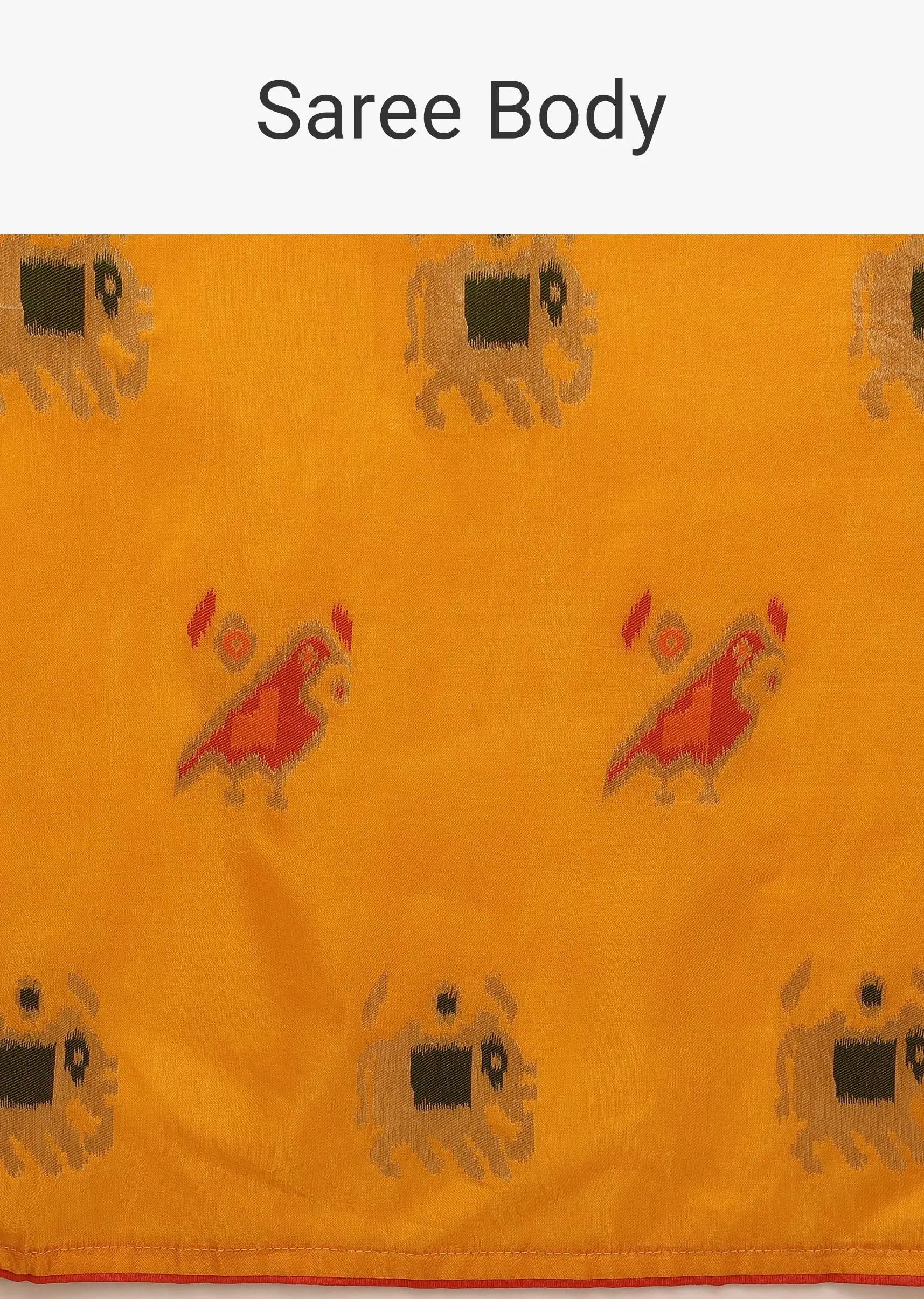 Chrome Saree In Dola Silk With Woven Patola Buttis And Red Unstitched Blouse