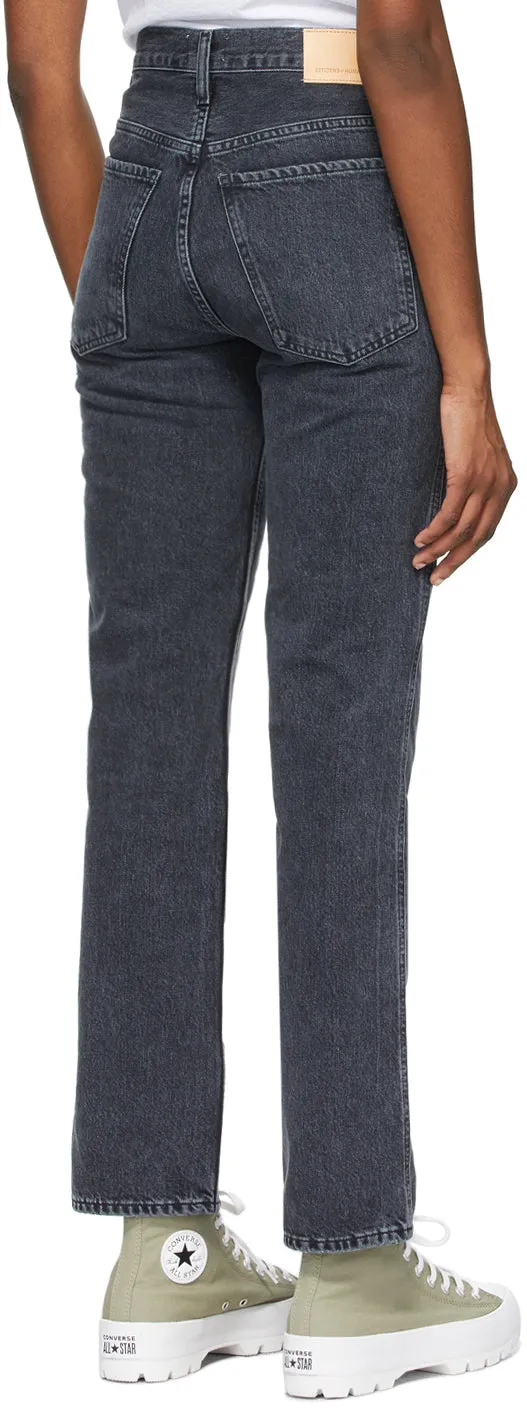 Citizens of Humanity Black Daphne High-Rise Stovepipe Jeans