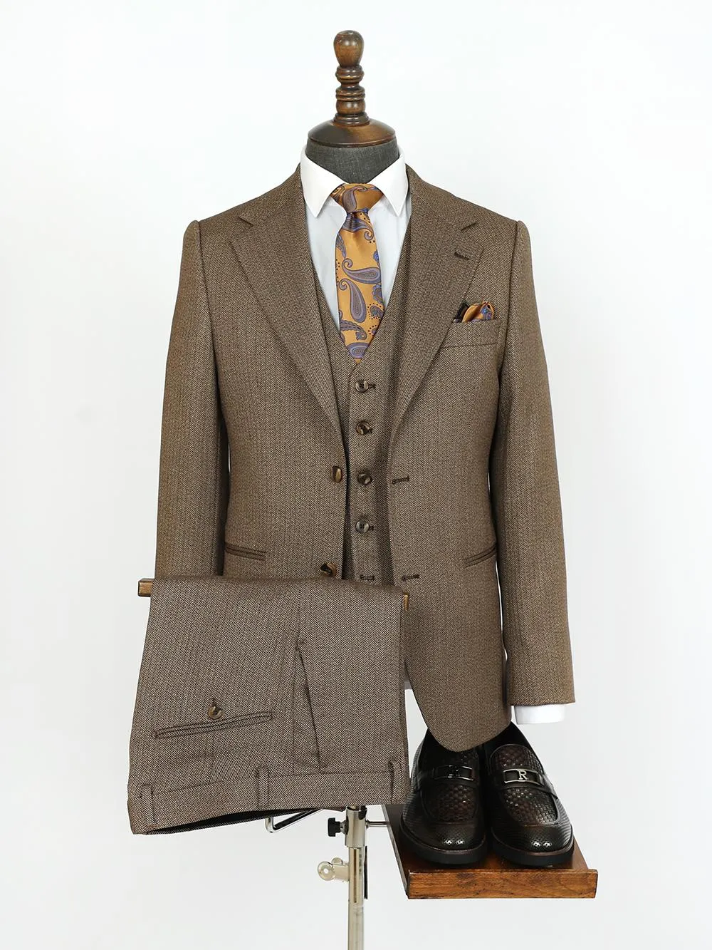 Collin Brown Set Blazer Linen Suit