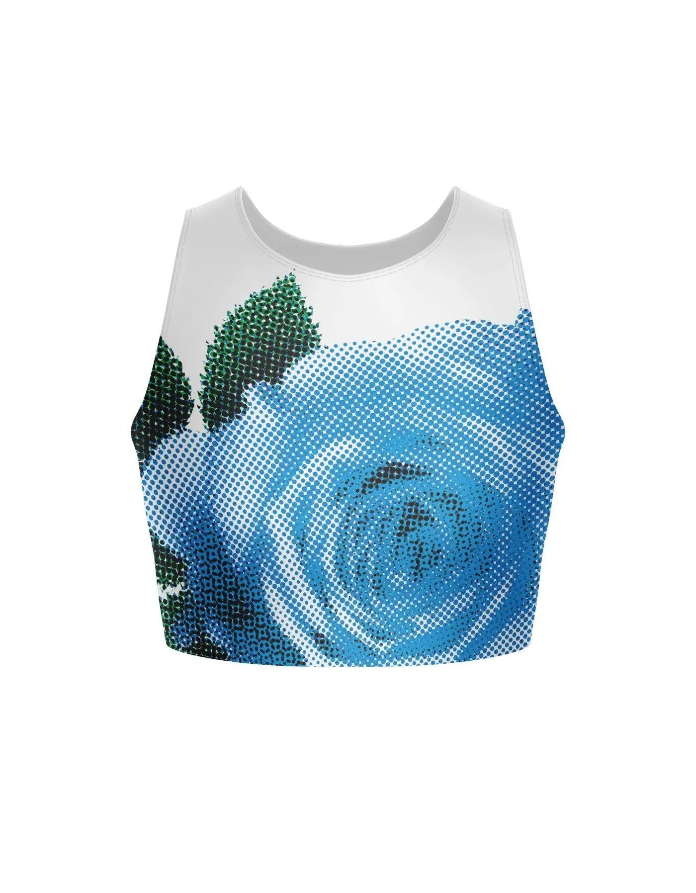 Digital Rose Sleeveless Crop Top