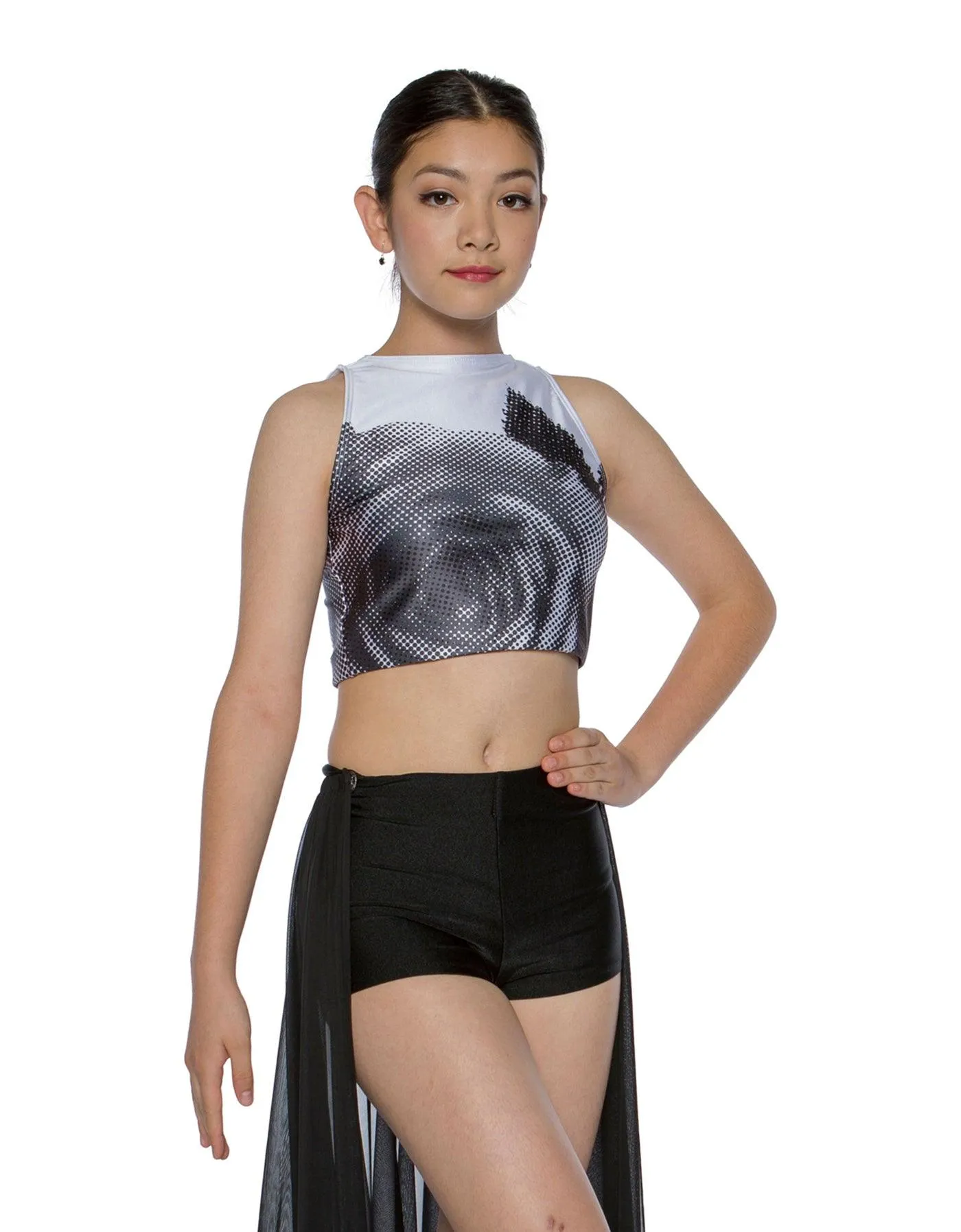 Digital Rose Sleeveless Crop Top