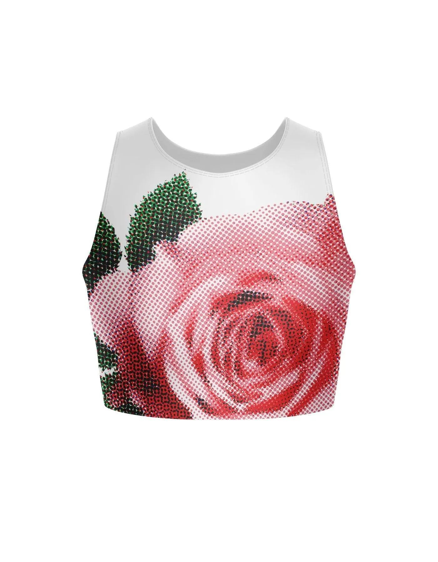 Digital Rose Sleeveless Crop Top