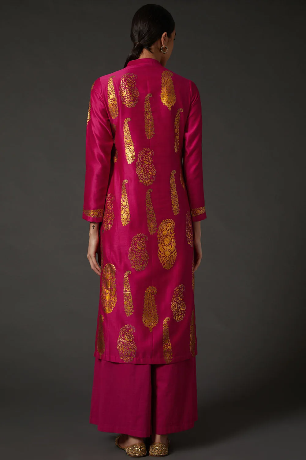 Fuchsia Block Printed Kurta Set