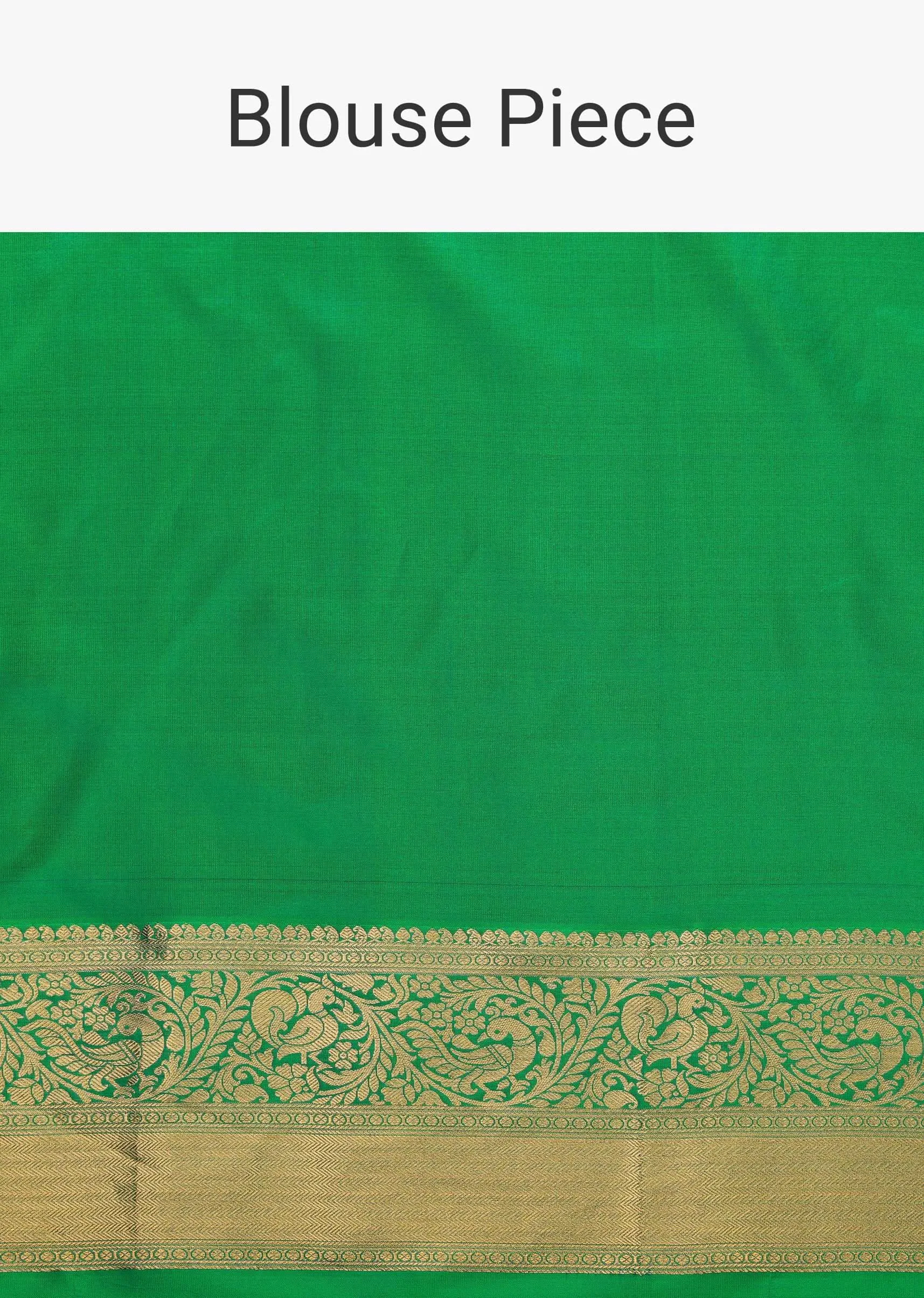 Jade Green Kanjivaram Saree In Zari Weave With An Unstitched Blouse