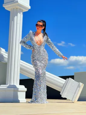 Kamiyah Sparkly Sequin Sliver Mermaid Evening Dresses