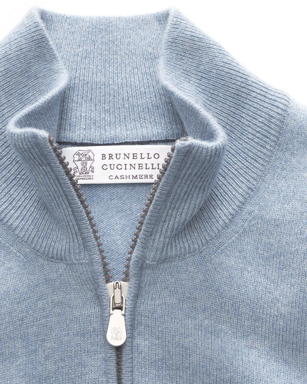Light Blue Cashmere Half-Zip Sweater