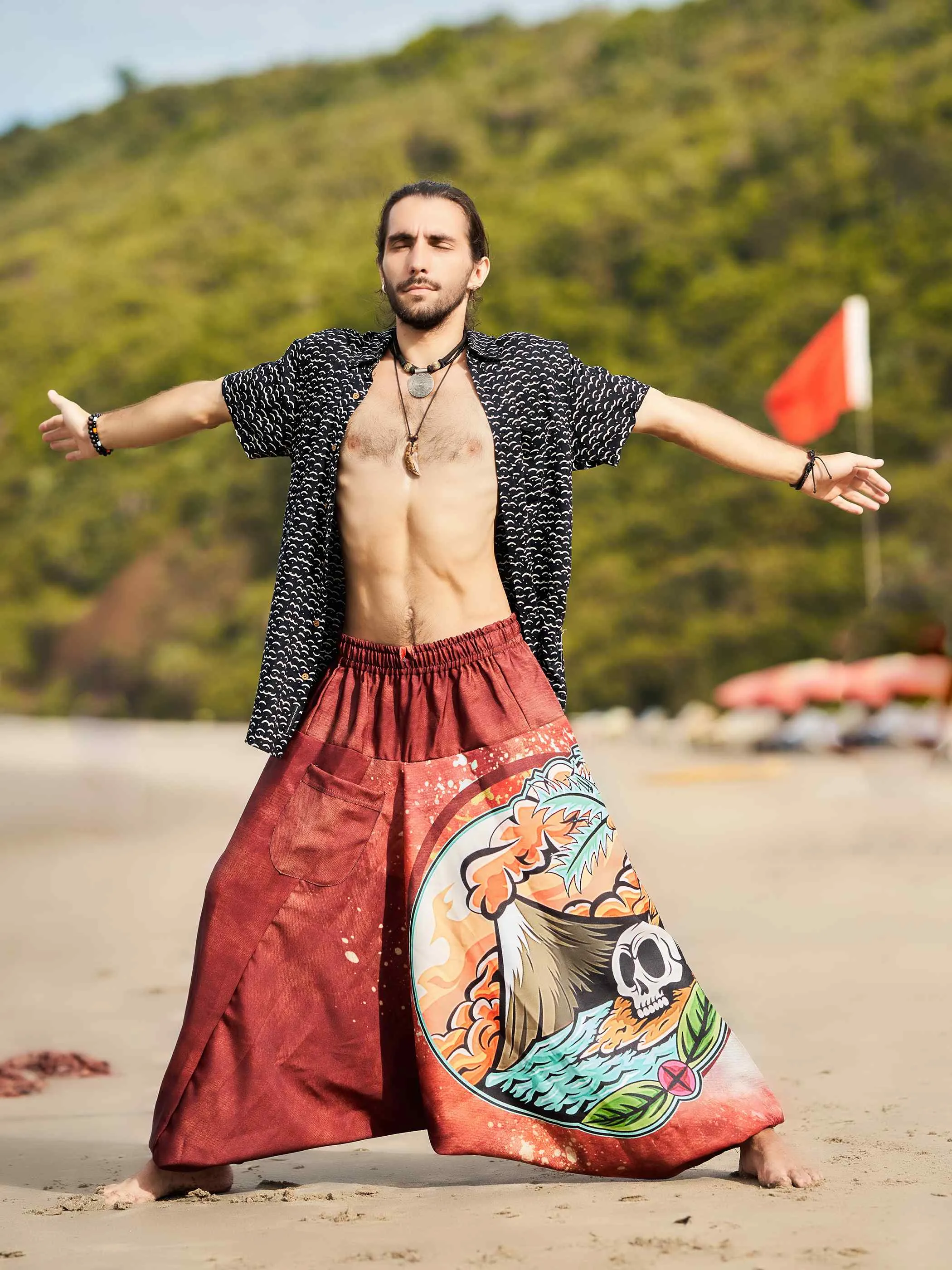 Men's Mountain Inspired Print Baggy Balloon Aladdin Harem Pants