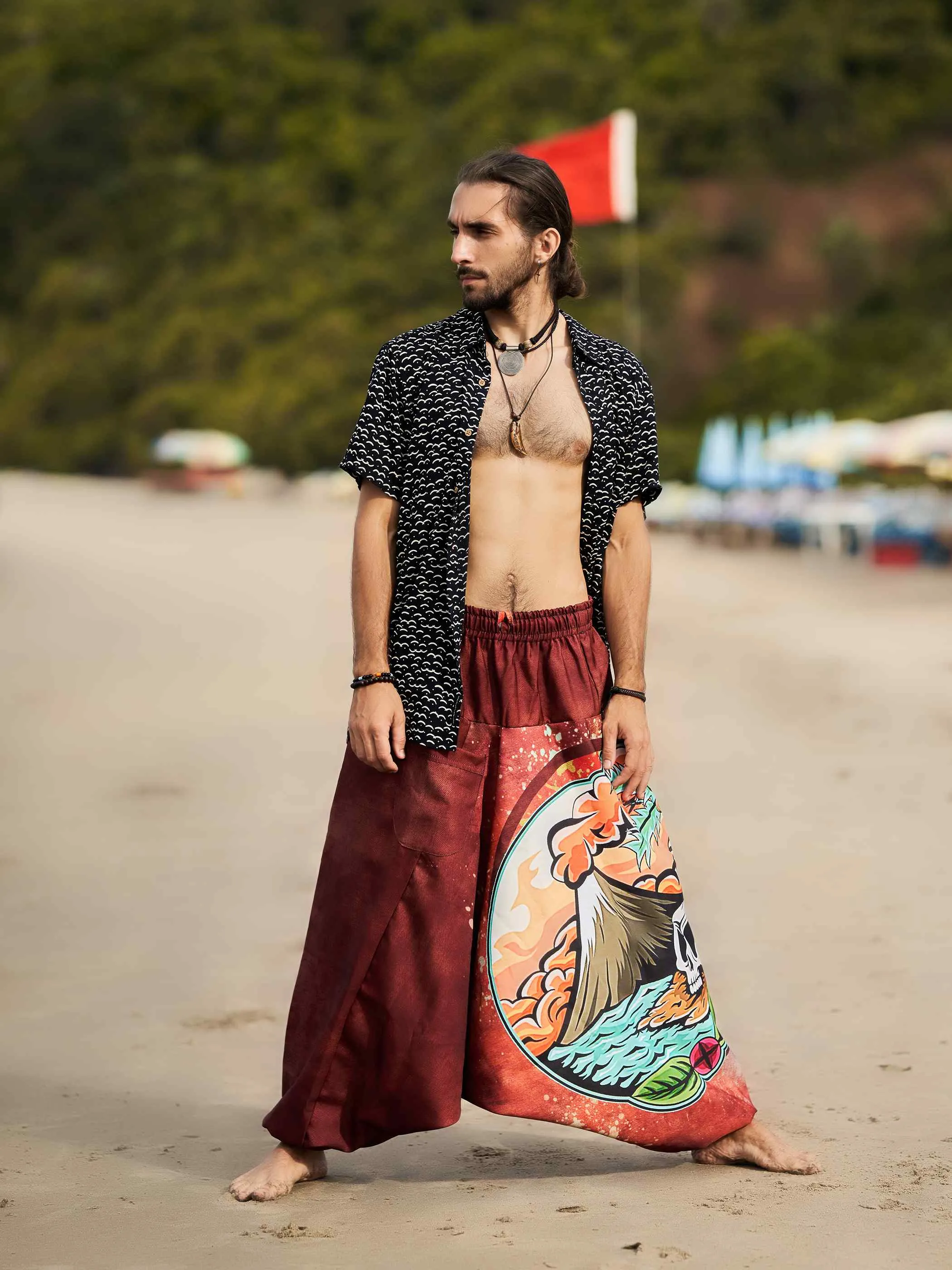 Men's Mountain Inspired Print Baggy Balloon Aladdin Harem Pants