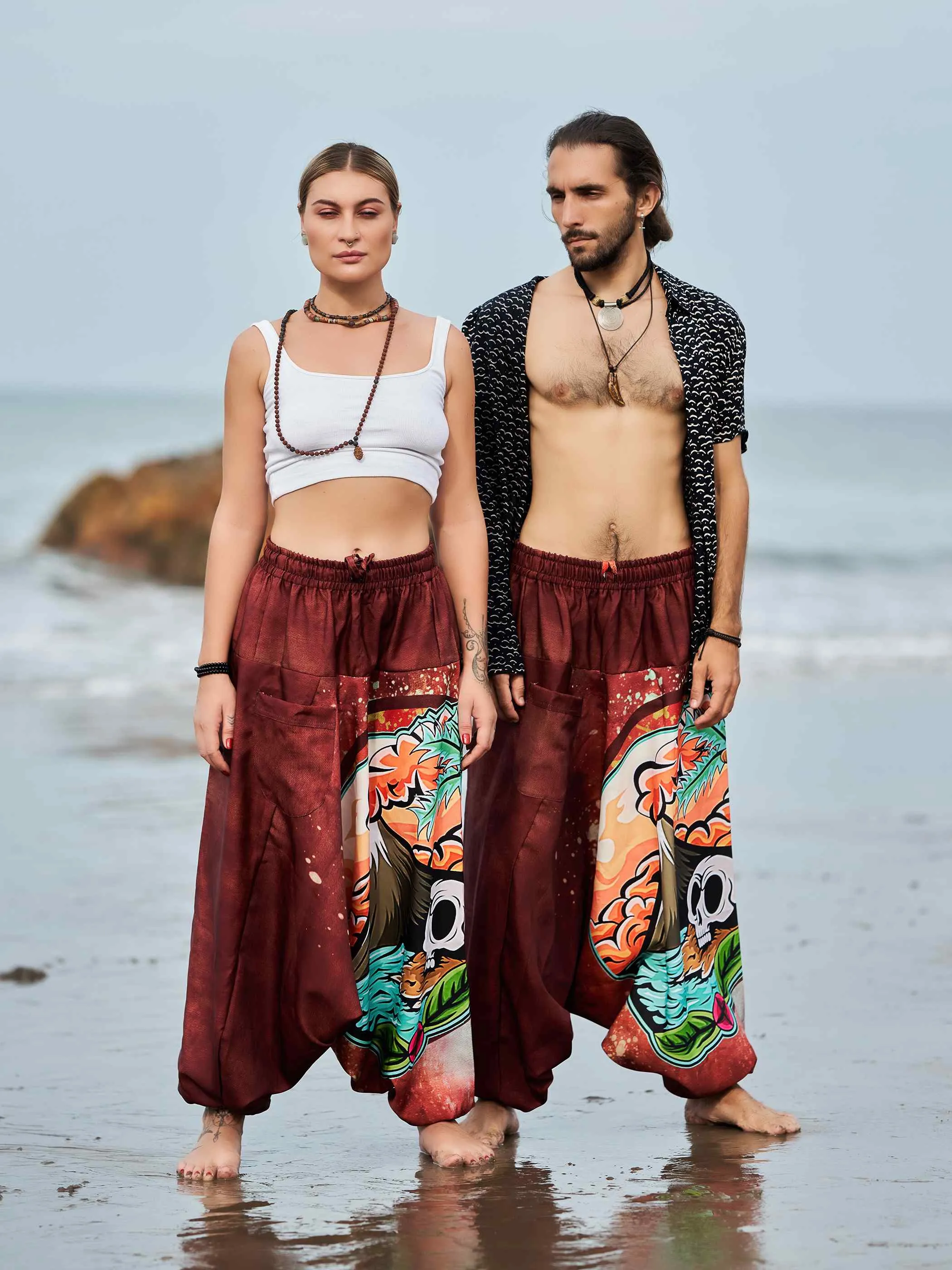 Men's Mountain Inspired Print Baggy Balloon Aladdin Harem Pants