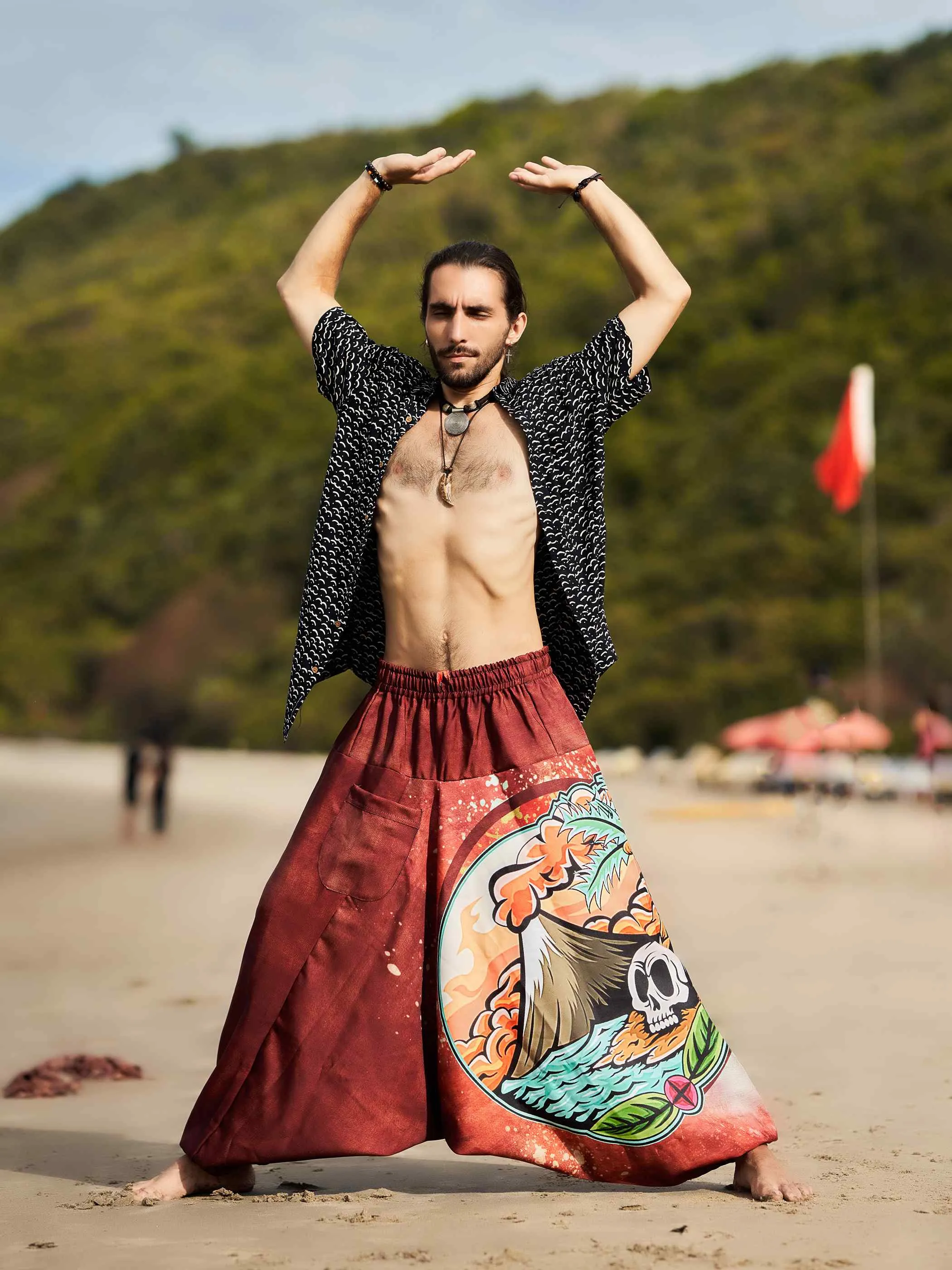 Men's Mountain Inspired Print Baggy Balloon Aladdin Harem Pants