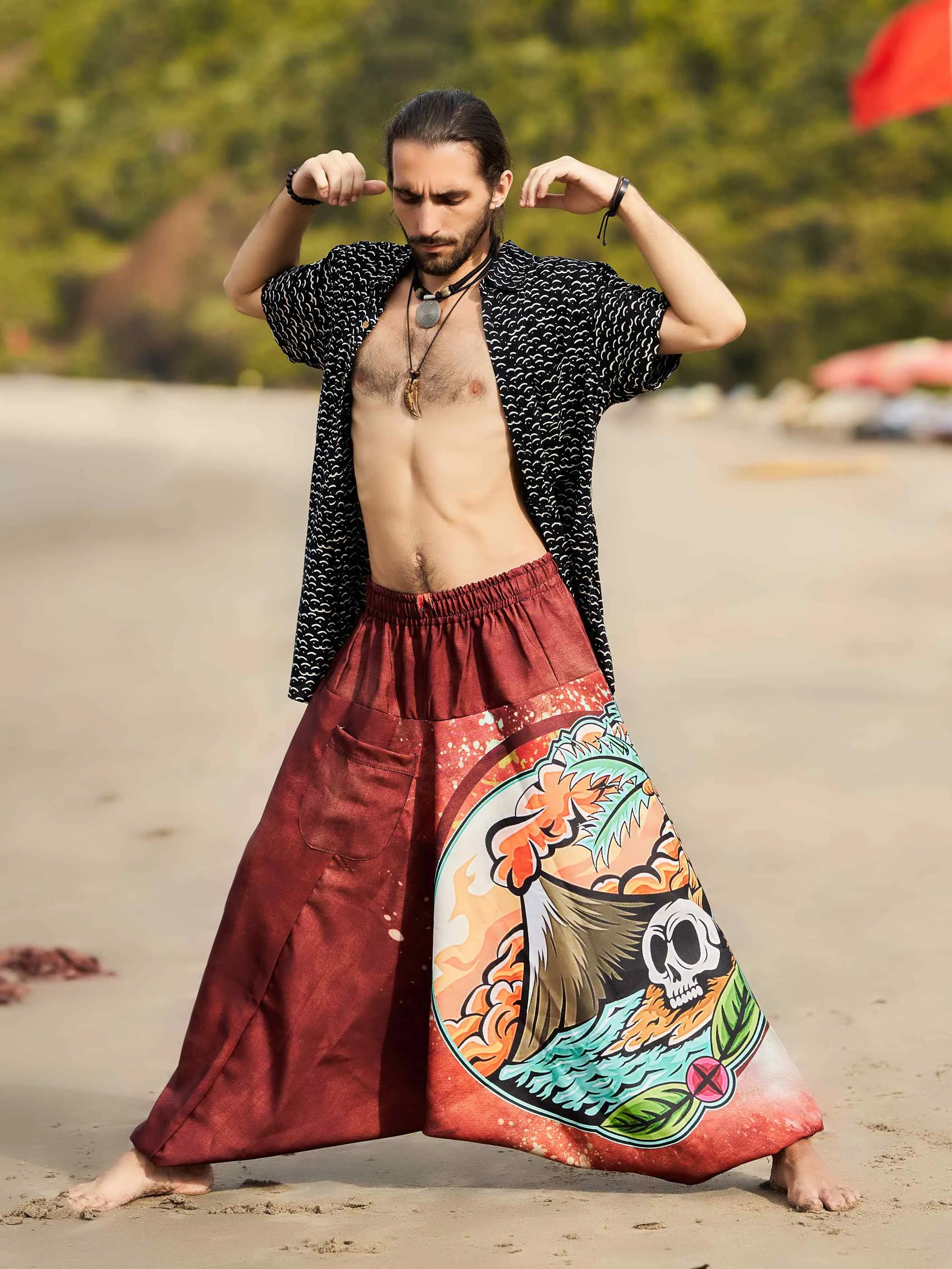 Men's Mountain Inspired Print Baggy Balloon Aladdin Harem Pants