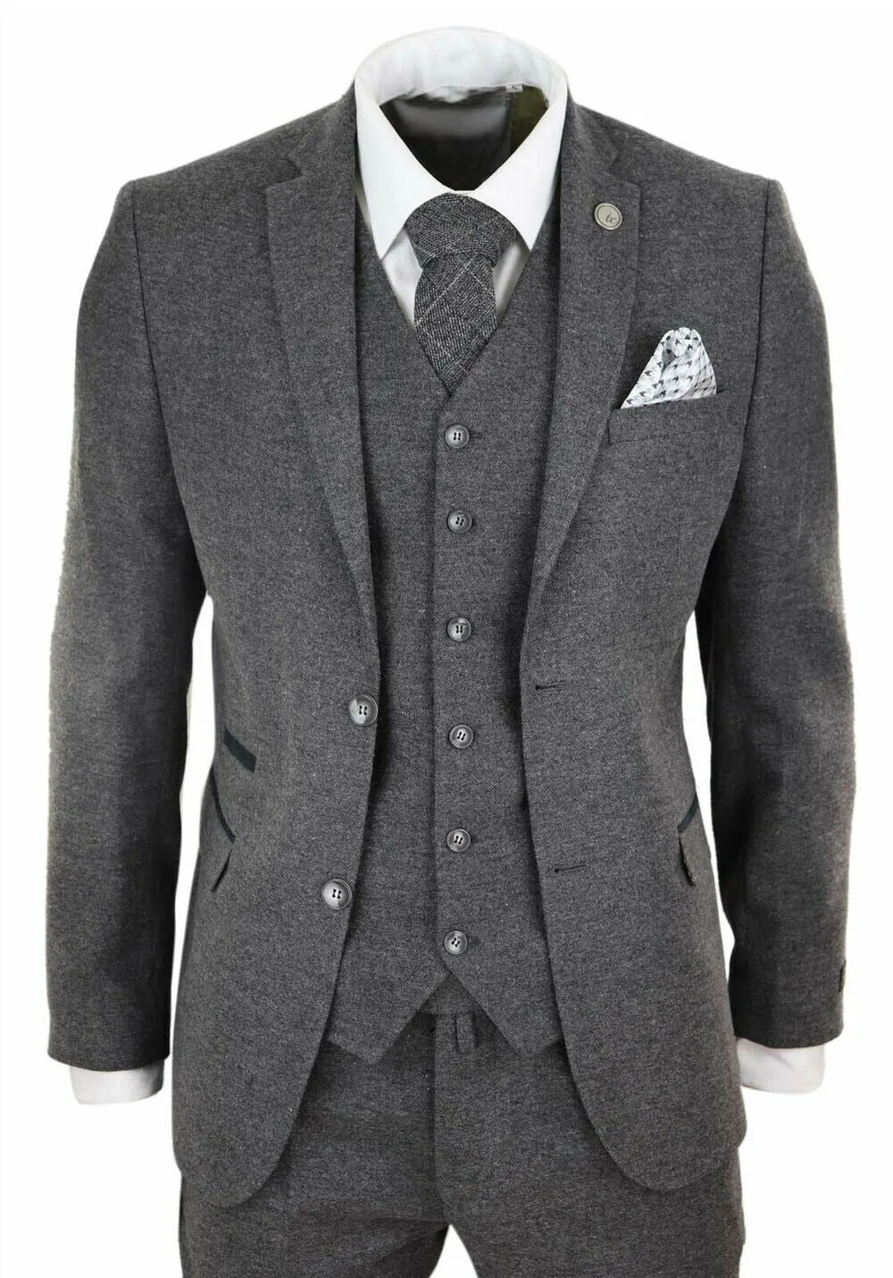 Mens Wool Tweed Peaky Blinders Suit 3 Piece Authentic 1920s Tailored Fit Classic
