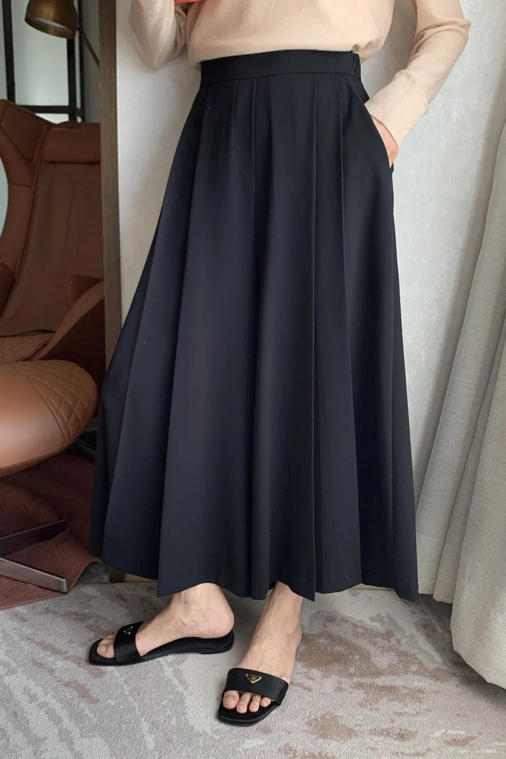 Pleated Wide Palazzo Pants