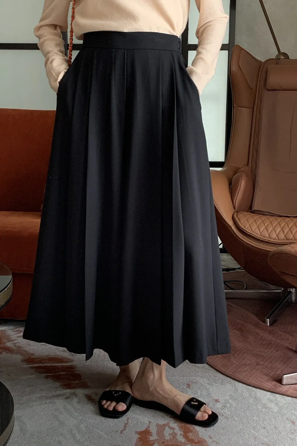 Pleated Wide Palazzo Pants