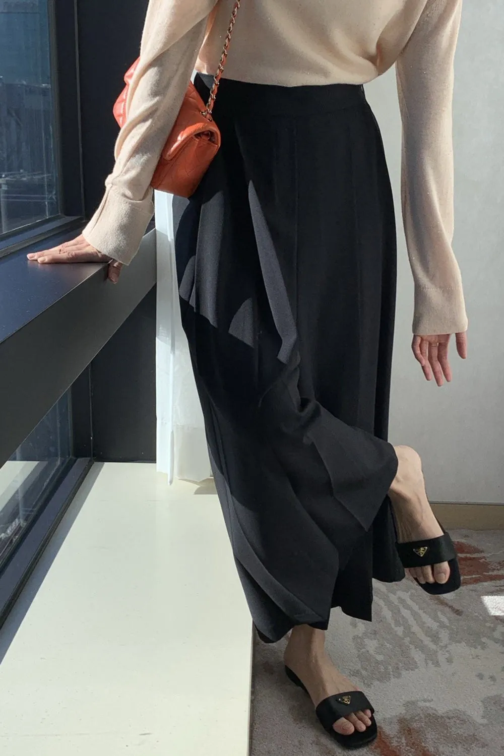 Pleated Wide Palazzo Pants