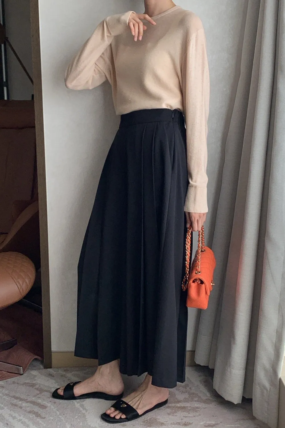 Pleated Wide Palazzo Pants