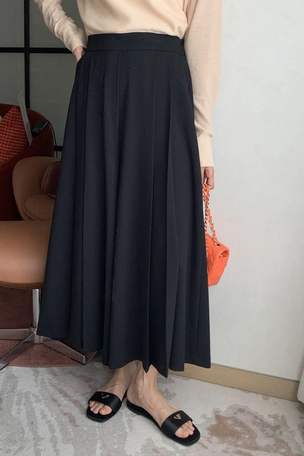 Pleated Wide Palazzo Pants