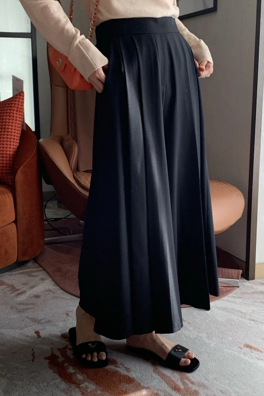 Pleated Wide Palazzo Pants