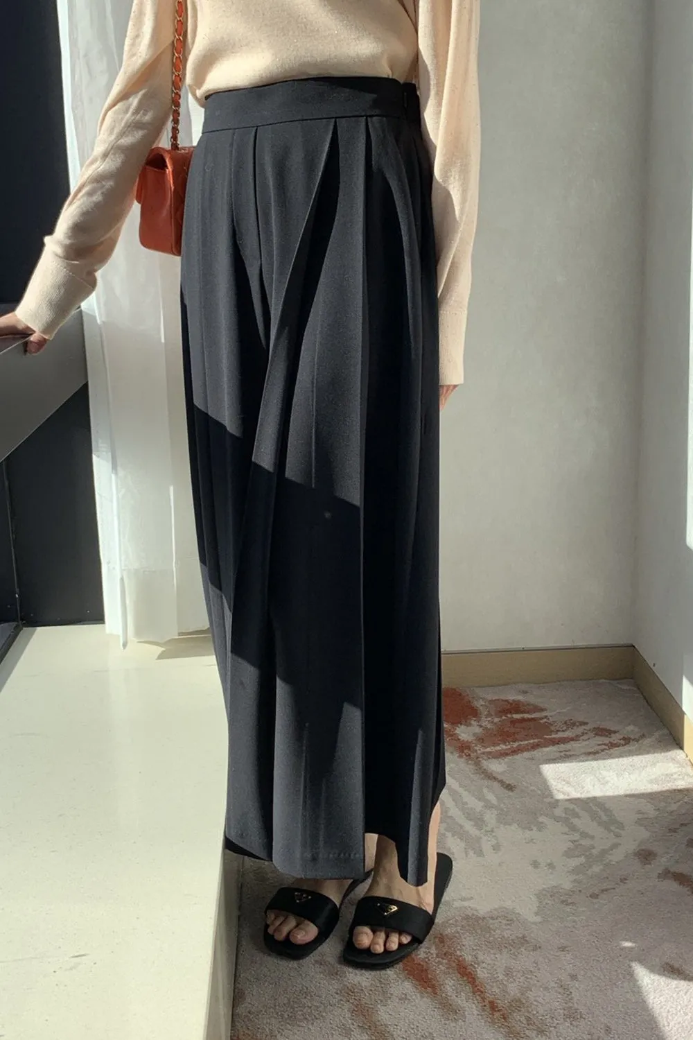 Pleated Wide Palazzo Pants