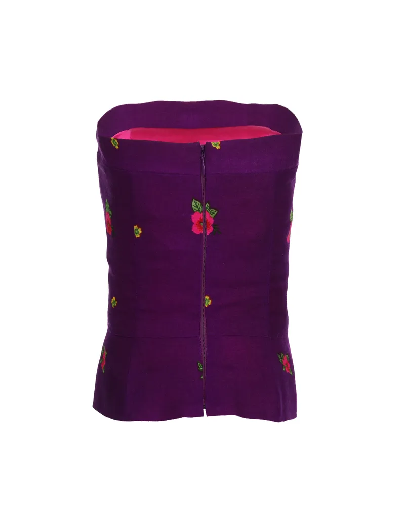 Purple Straight Corset small flower print