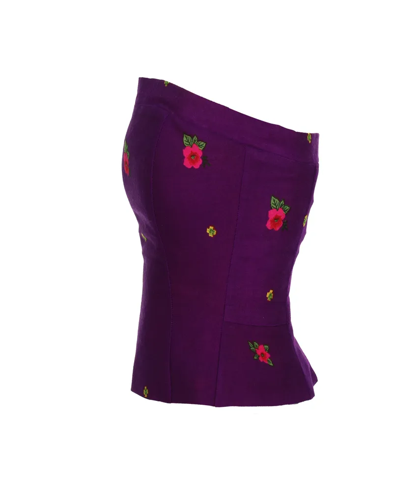 Purple Straight Corset small flower print