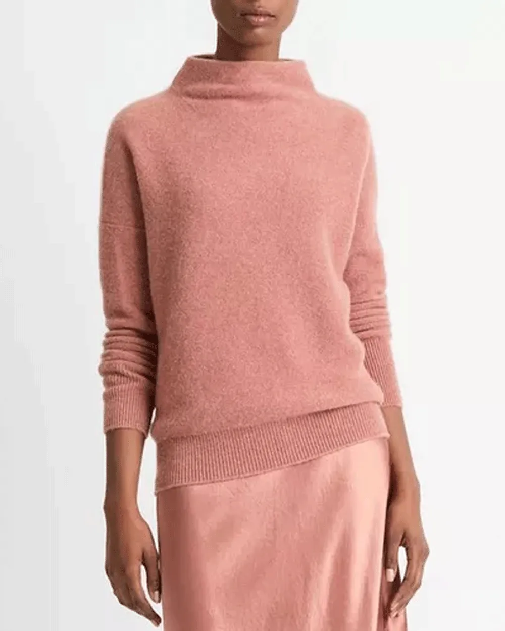 Vintage Rose Boiled Funnel Neck Pullover