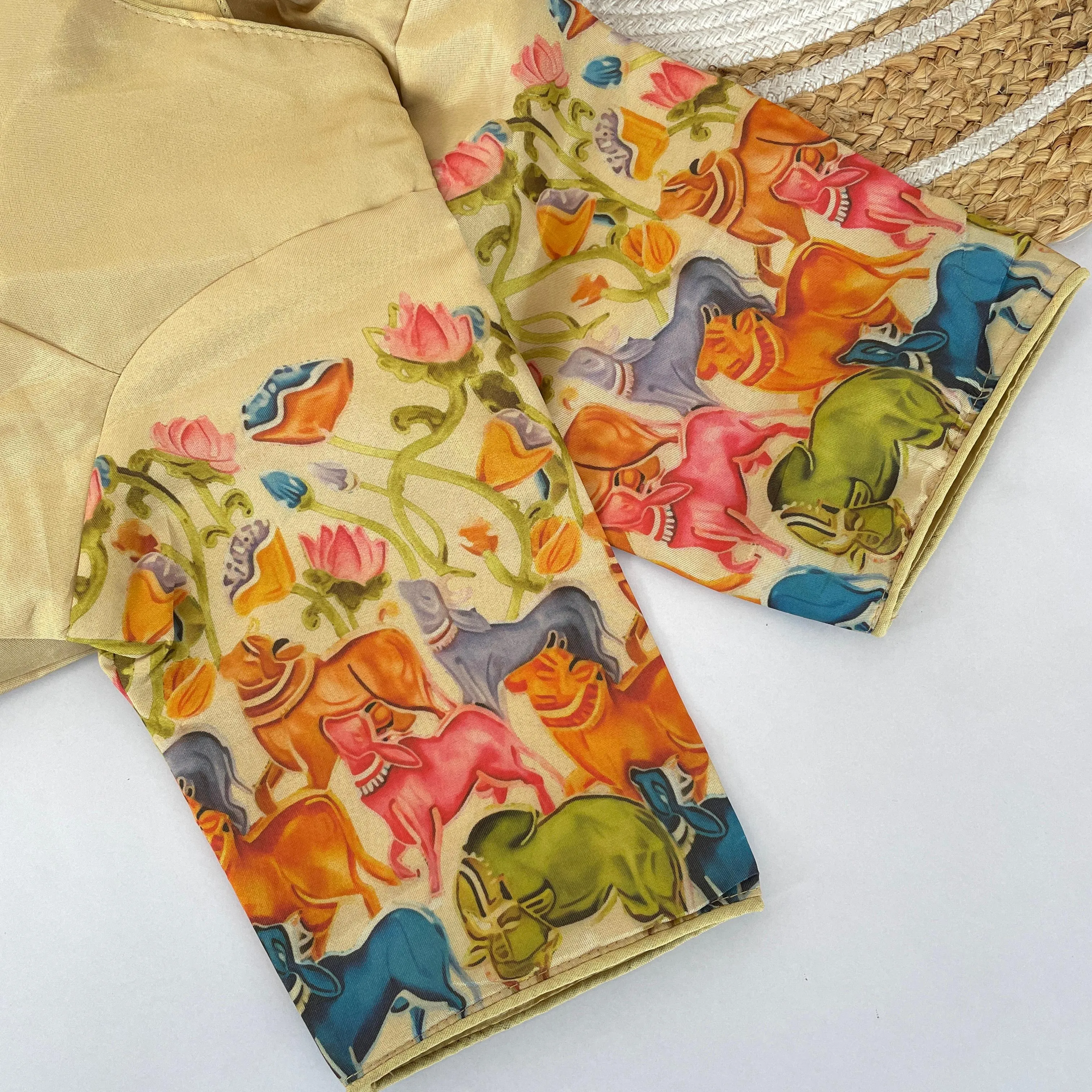 Women's Designer Pure Tissue Silk Prined Readymade Blouse