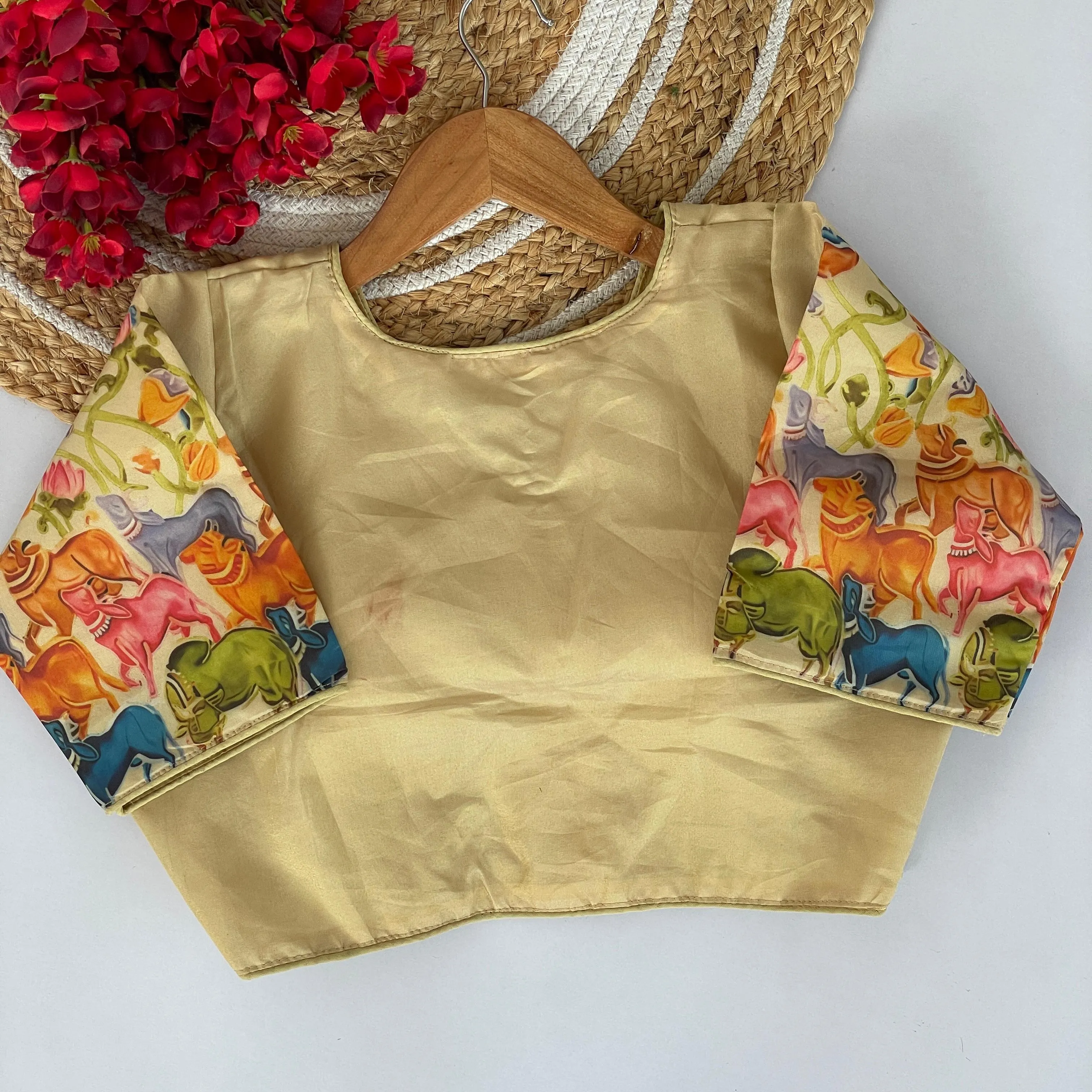 Women's Designer Pure Tissue Silk Prined Readymade Blouse