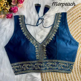 Women's Designer Sabyasachi Style Heavy Embroidery  Sequence Bridal Blouse