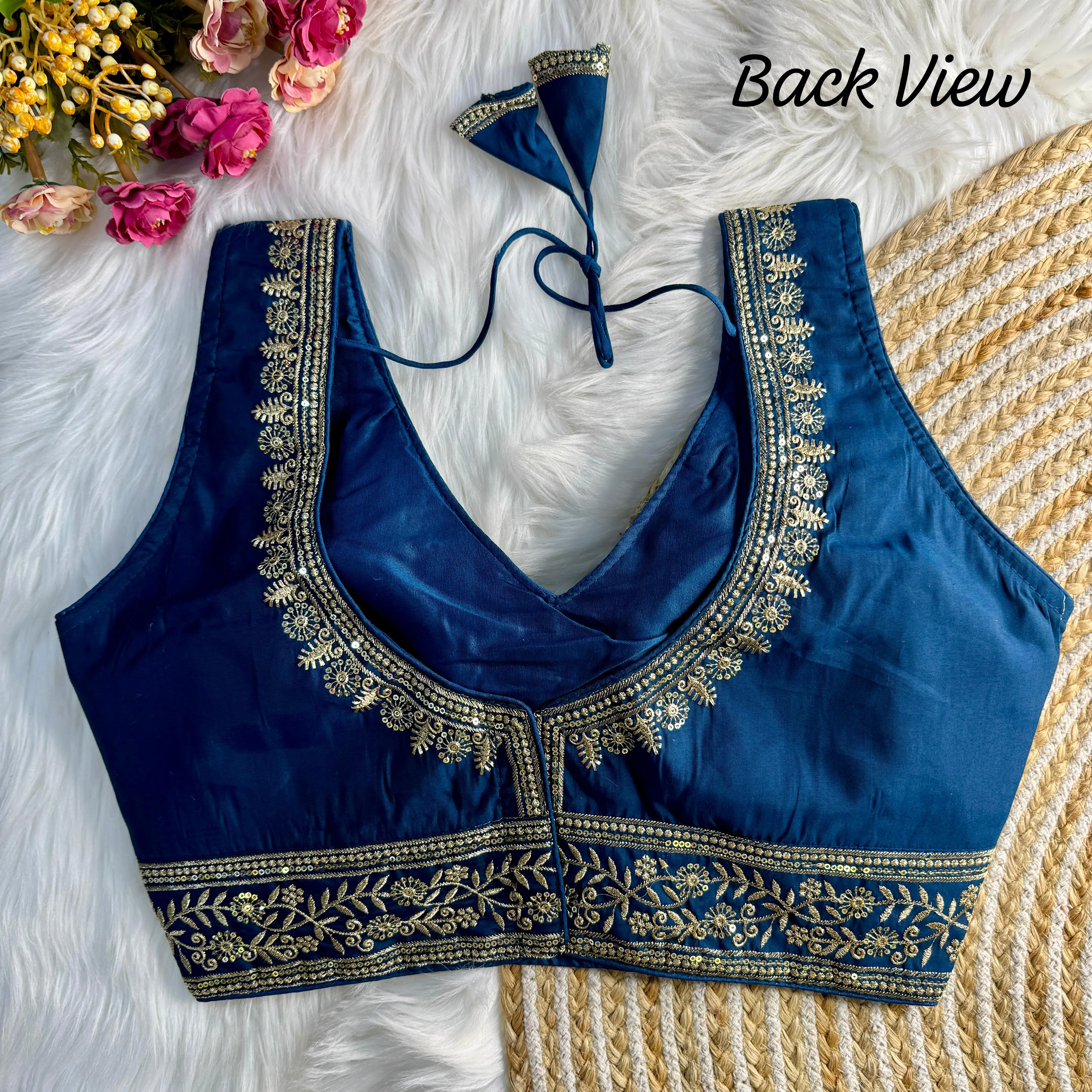 Women's Designer Sabyasachi Style Heavy Embroidery  Sequence Bridal Blouse