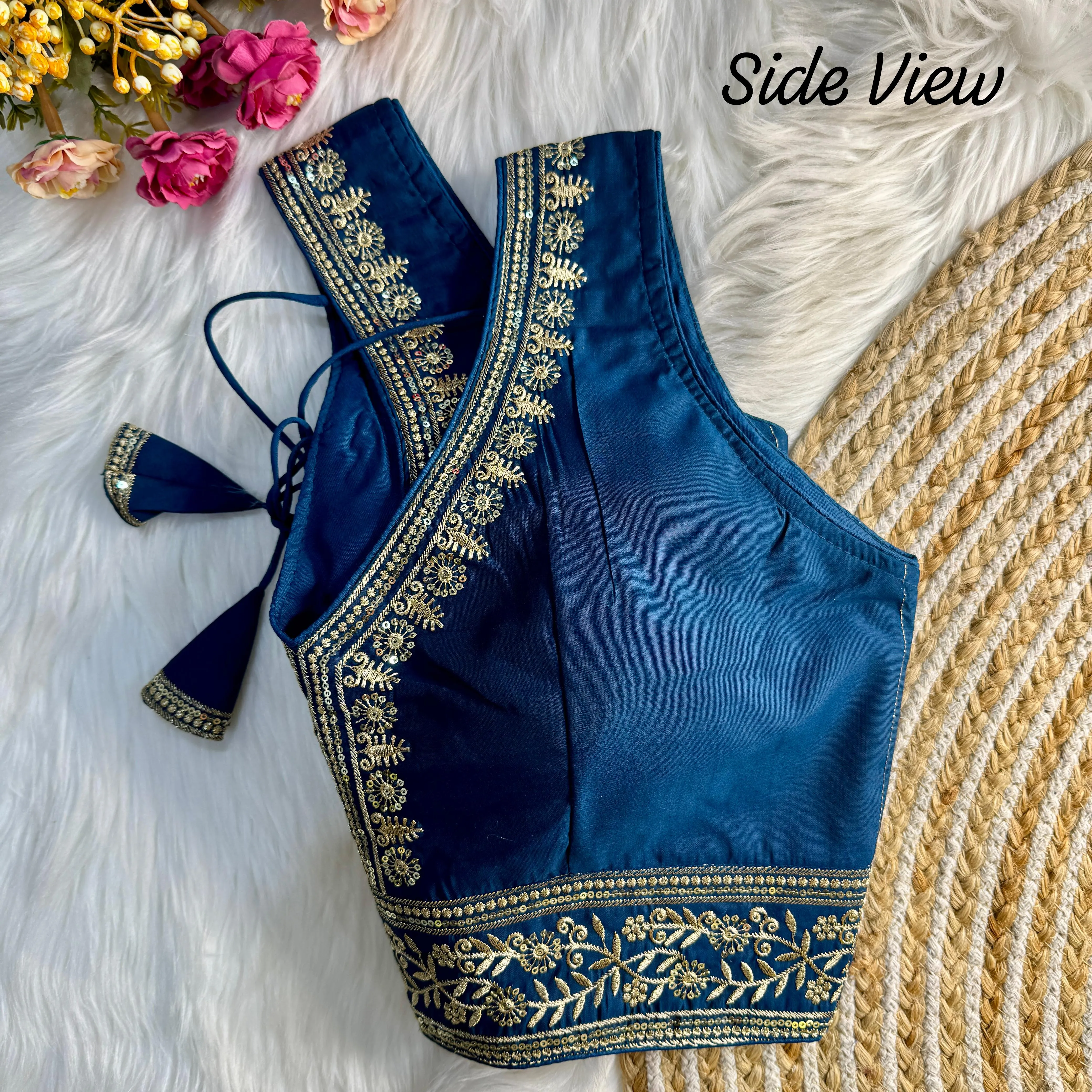 Women's Designer Sabyasachi Style Heavy Embroidery  Sequence Bridal Blouse